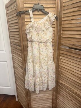 Zhenzi Ivory Dress with Pastel Pink and Green Floral Print